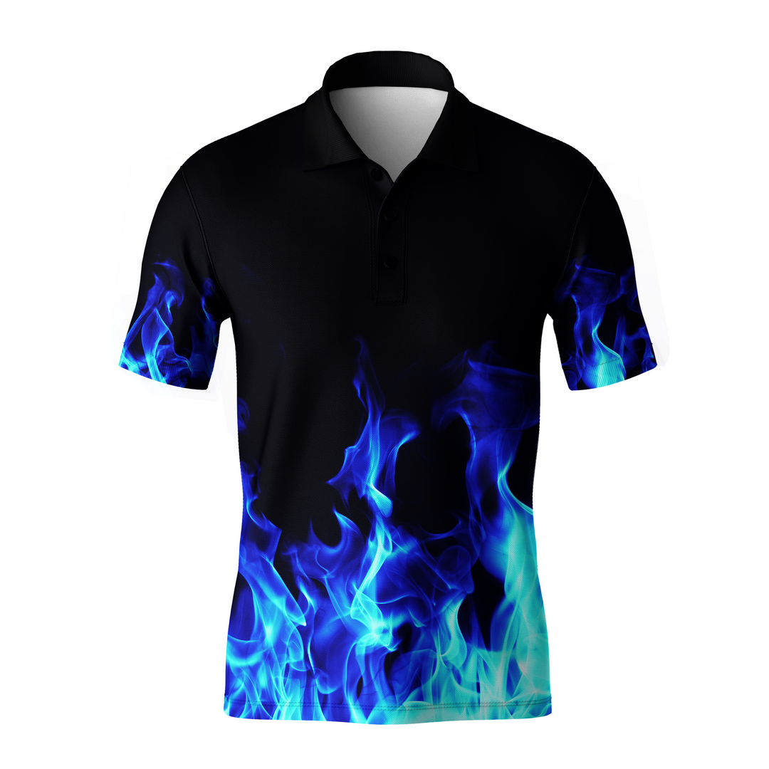 Blue online flame shirt